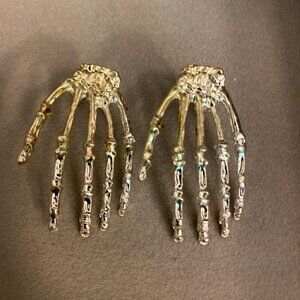 Silver skeleton hand earrings